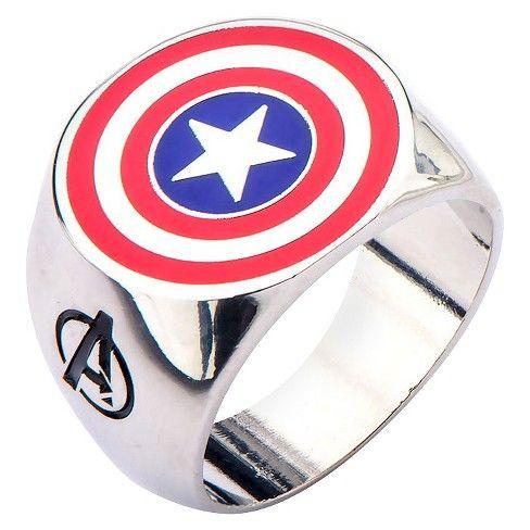 Top Seller Logo - Men's Marvel® Avengers Captain America Stainless Steel Logo Ring ...
