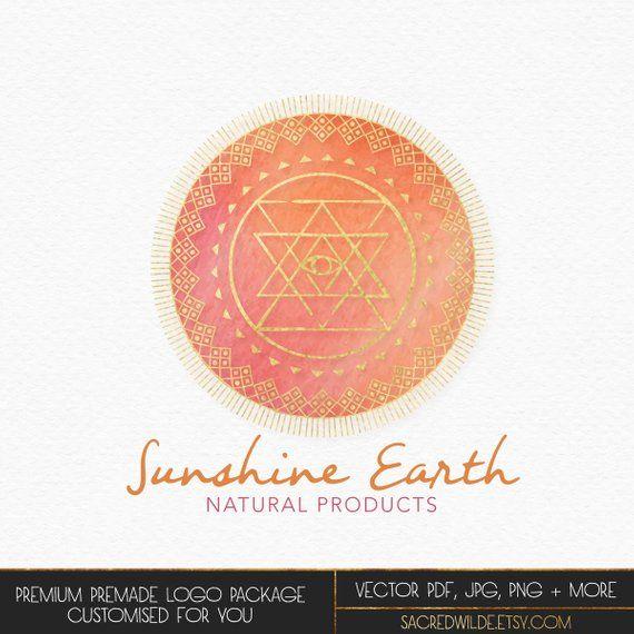 Earthy Logo - Sun Mandala Logo Design Turquoise and Orange Earthy Logo | Etsy