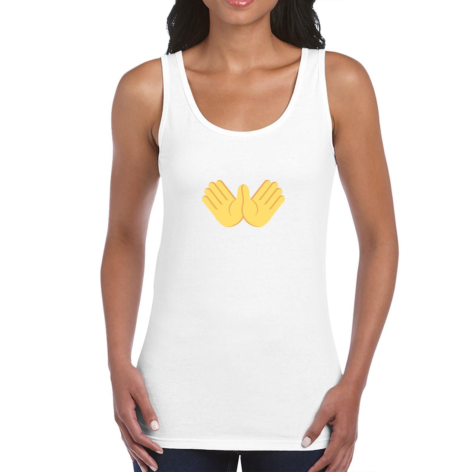 Open Hands Logo - Emoji Open Hands Sign Womens Vest. Available in many colours. Free ...
