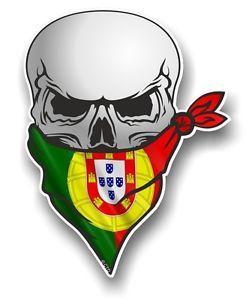 Portugal Logo - Skull With Face BANDANA & Portugal Portuguese Flag vinyl car sticker