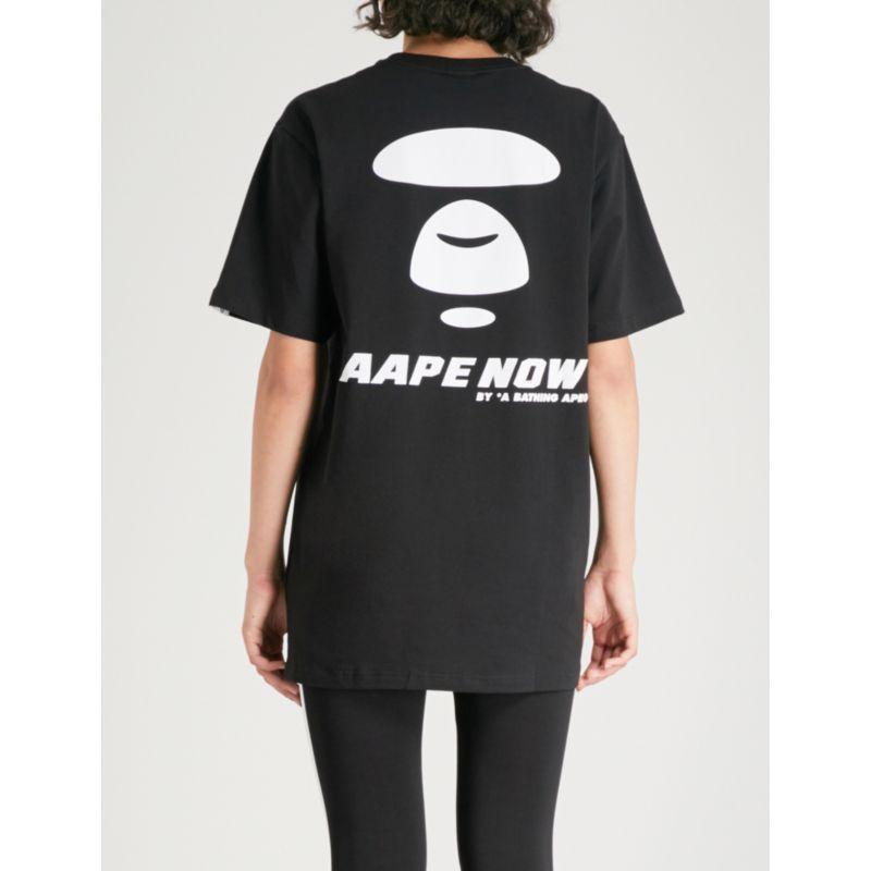 Aape Logo - Designer Fashion AAPE Print Cotton Jersey T Shirt Black