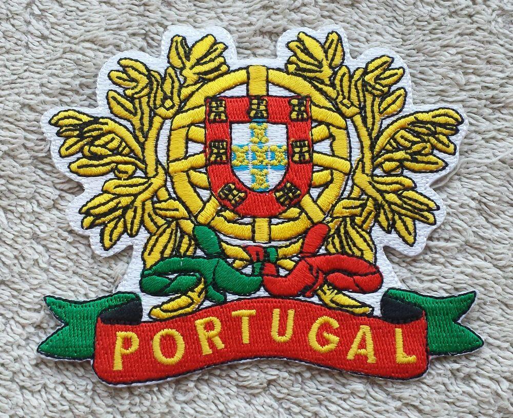Portugal Logo - PORTUGAL LOGO LEAF PATCH Embroidered Badge Iron Sew 8cm x 7cm