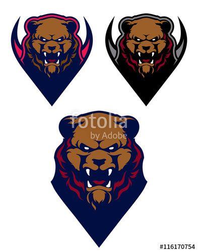 Grizzly Hockey Logo - Angry grizzly bear Sport Logo Vector Template. Hockey logo template ...