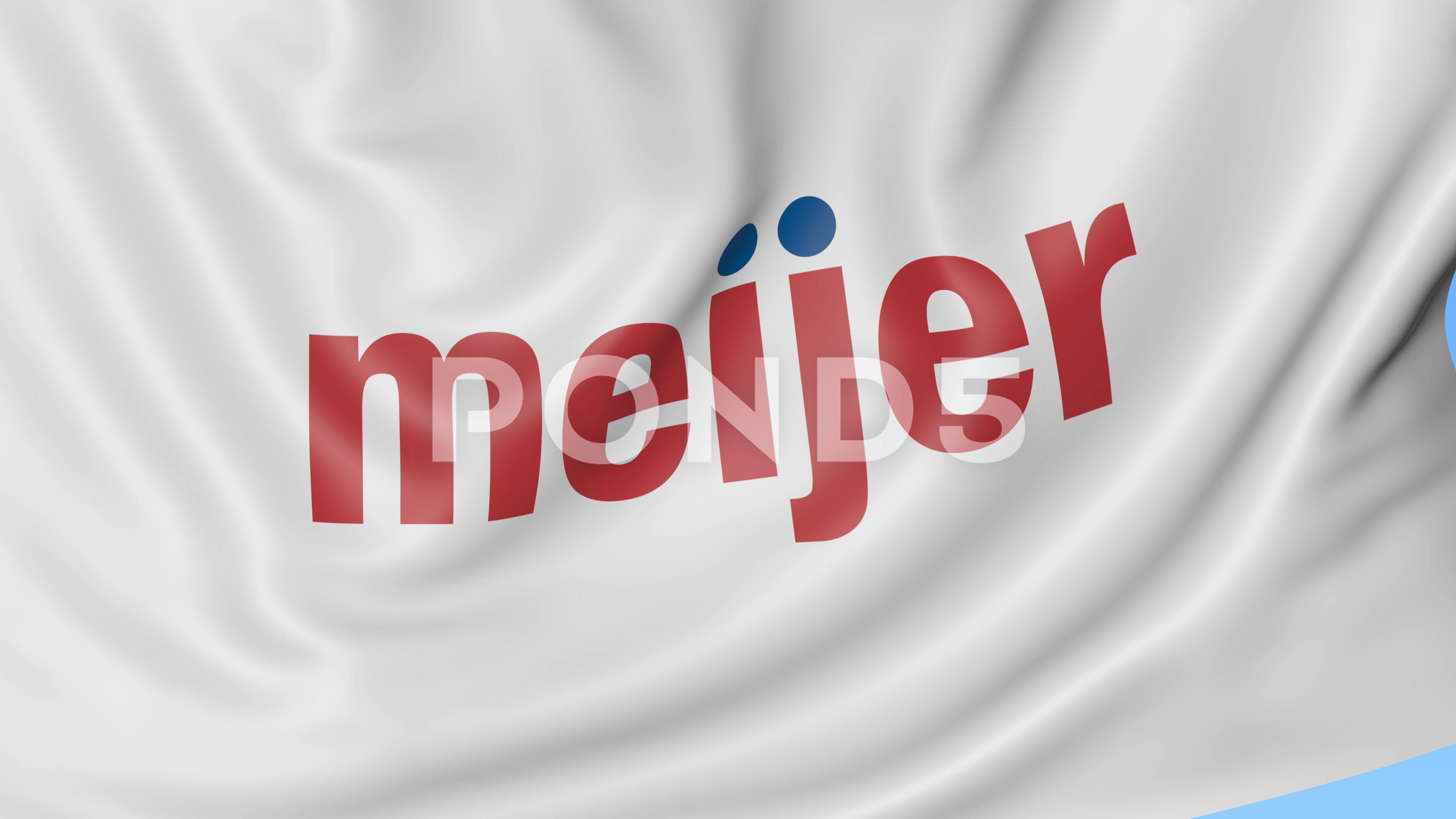 Meijer Brand Logo - Waving flag with Meijer logo. Seamles loop 4K editorial animation ...