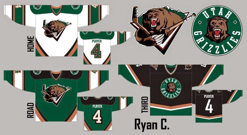 Grizzly Hockey Logo - Utah Grizzlies Logo in Black and White | HockeyJerseyConcepts ...