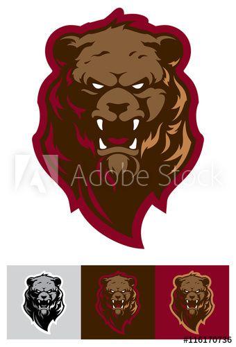 Grizzly Hockey Logo - Angry grizzly bear Sport Logo Vector Template. Hockey logo template ...