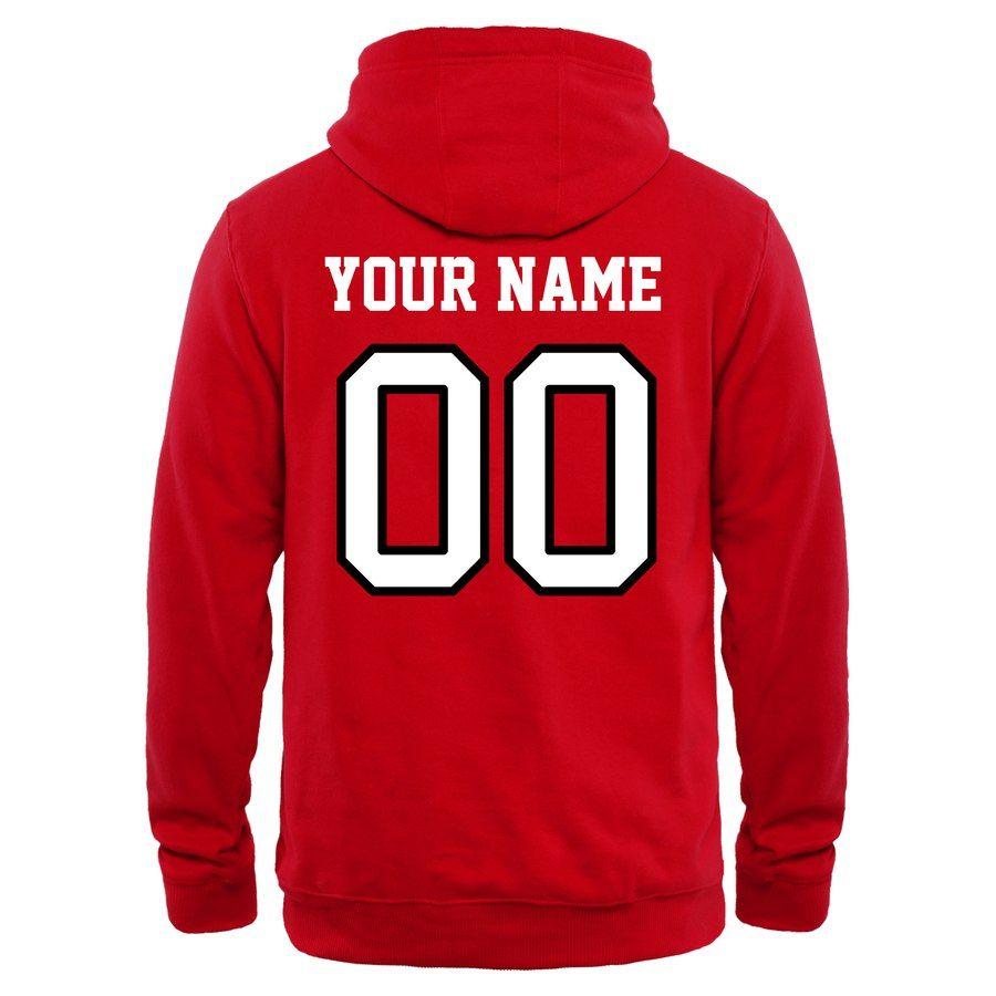 Cornell Football Logo - Men's Red Cornell Big Red Personalized Football Logo Pullover Hoodie