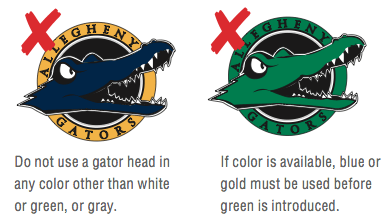 Gold and Green Gator Logo - Gator Logo « College Relations. Allegheny College, PA