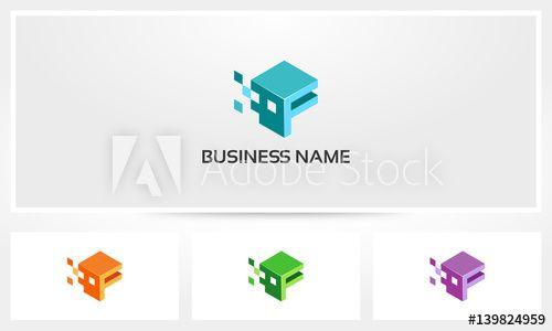 Block F Logo - Alphabet F Letter Block Pixel Cube Logo this stock vector