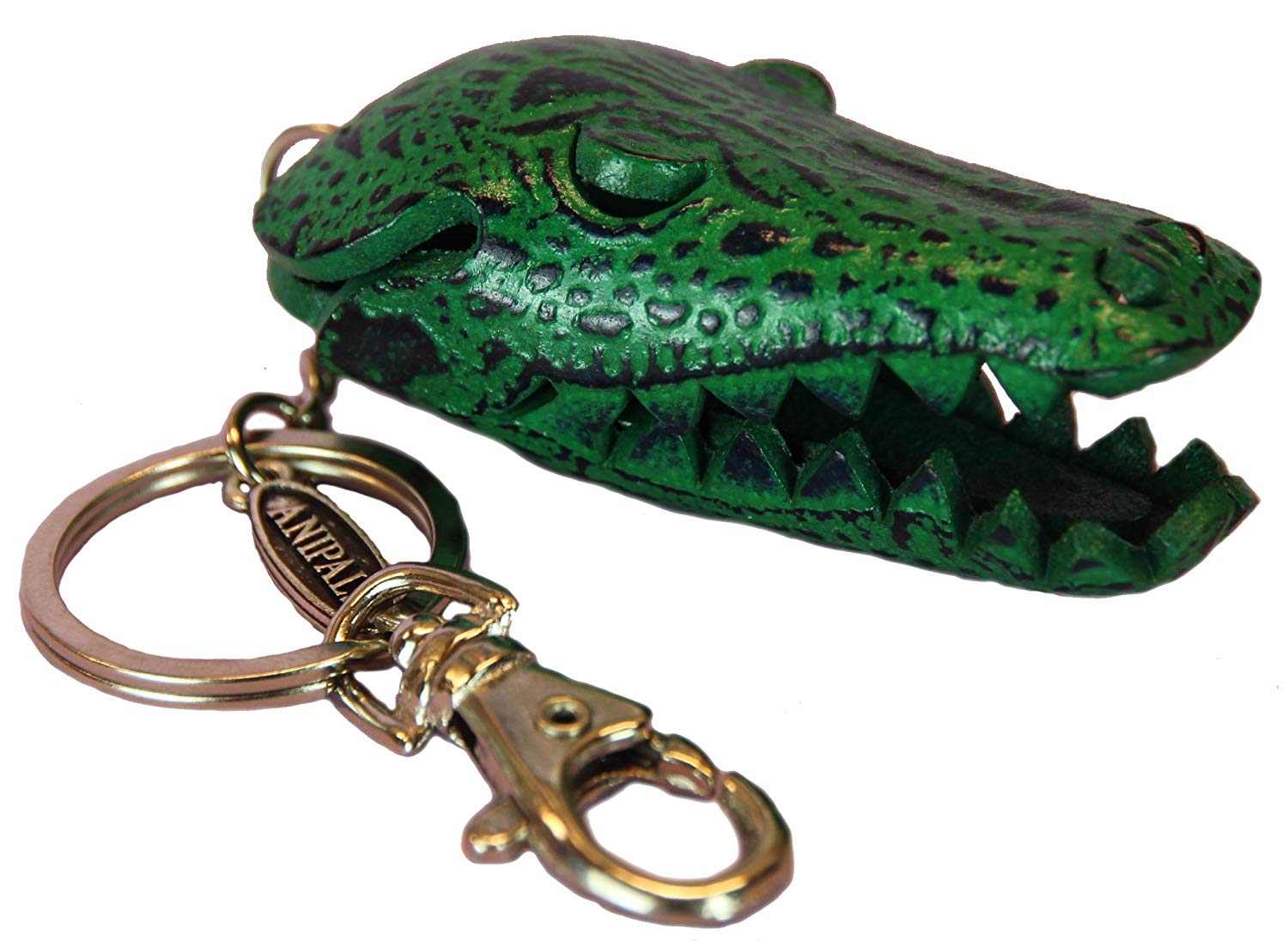 Gold and Green Gator Logo - Leather Keyring Fob Green Gator Charm Holder