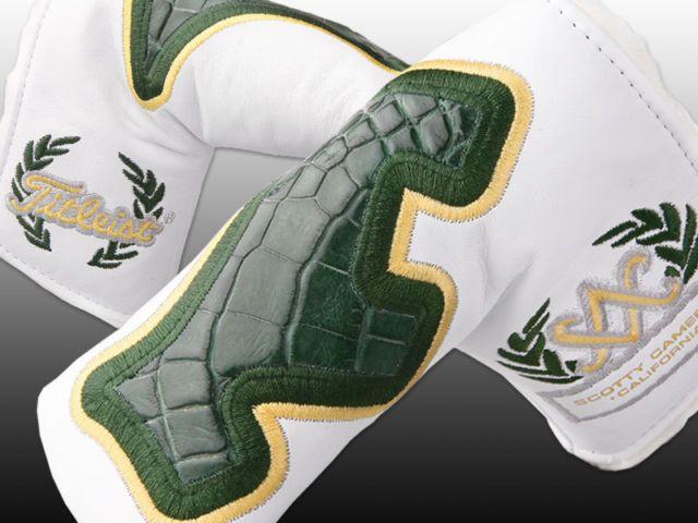 Gold and Green Gator Logo - Scotty Cameron 2013 Augusta Green Gator Dog Leather Headcover