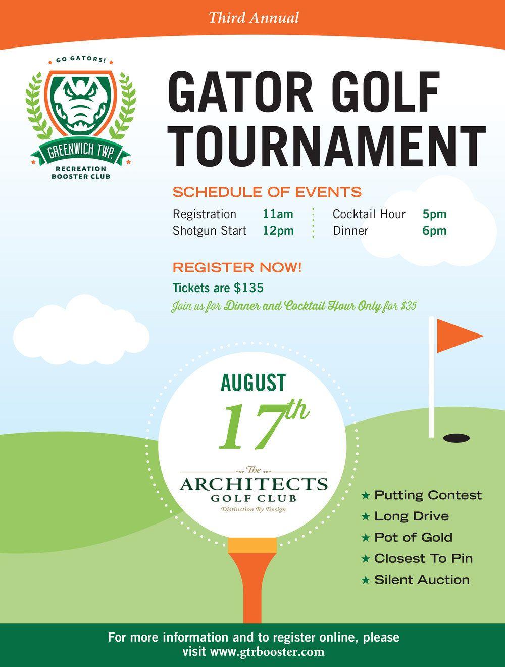 Gold and Green Gator Logo - Greenwich Rec Gator Golf Tournament — The Architects Golf Club