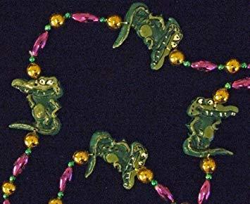 Gold and Green Gator Logo - Amazon.com: Green Gator Necklace New Orleans Mardi Gras Spring Break ...