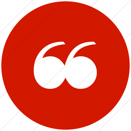 White Circle with Red Quotation Mark Logo - IconsETC » Flat circle white on red classica quotation mark icon