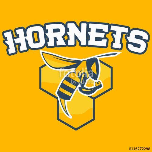 Hornets Sports Logo - Bee Hornet Vector Illustration. Hornet sports team mascot with