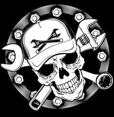 Mechanic Skull Logo - Mechanic Logo Design | Vinyl Ideas | Logo design, Logos, Design