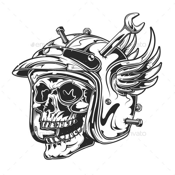 Mechanic Skull Logo - Mechanic Skull Emblem by antonantipov240 | GraphicRiver