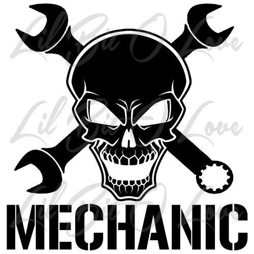 Mechanic Skull Logo - Mechanic Skull 2 with Wrenches Vinyl Decal with Hammer and Nail ...