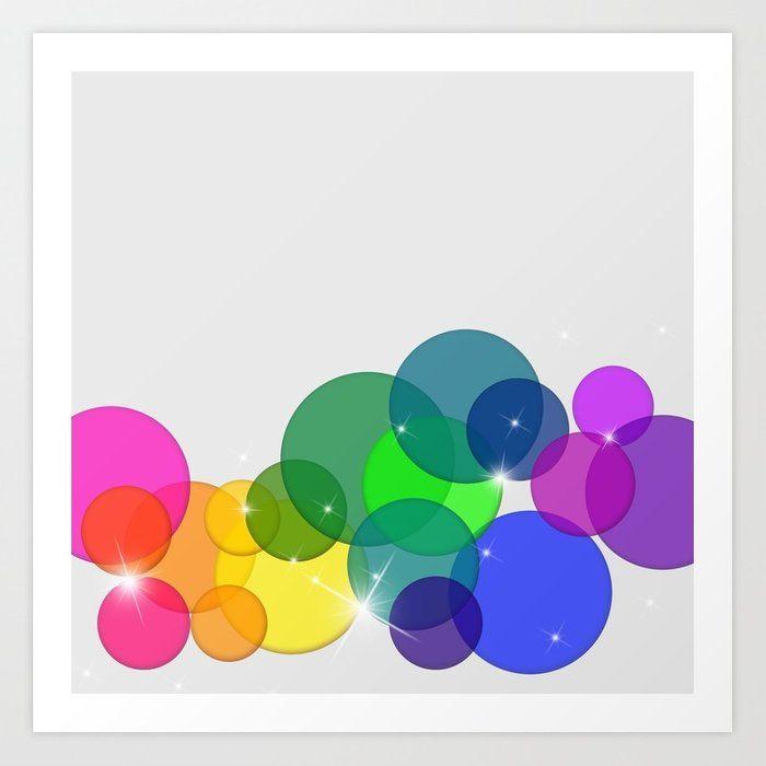 Rainbow Colored Circle Logo - Translucent Rainbow Colored Circles with Sparkles Colored