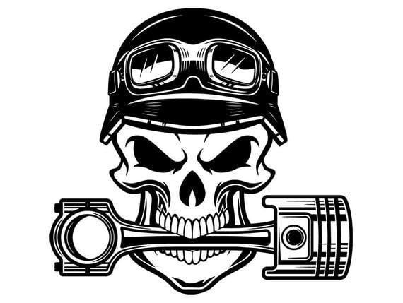 Mechanic Skull Logo - Mechanic Logo 101 Skull Piston Helmet Engine Auto Car Part