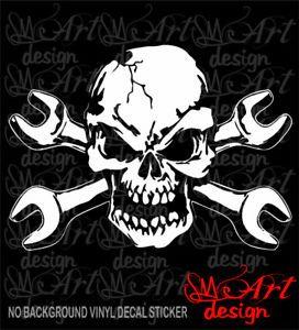 Mechanic Skull Logo - WRENCH SKULL DECAL STICKER MECHANIC TOOLS CAR TRUCK BOX | eBay