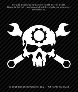 Mechanic Skull Logo - Mechanic Skull with Wrenches Vinyl Decal Auto Diesel Mechanic ...