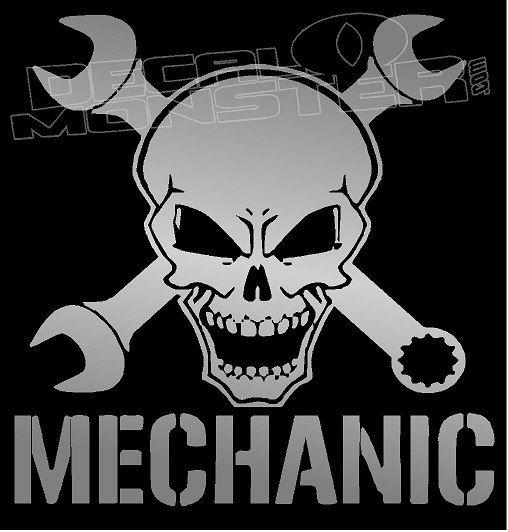 Mechanic Skull Logo - Certified Mechanic Skull Decal Sticker - Decal Max