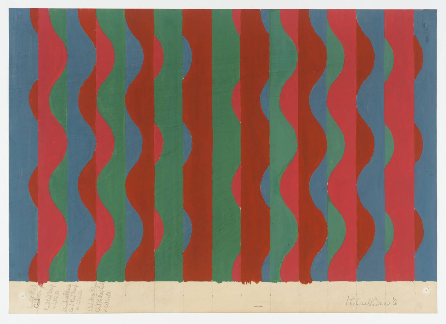 Orange and Red Wavy Logo - Wavy Stripe: Green, Blue, Orange, Red', Michael Kidner, 1966 | Tate
