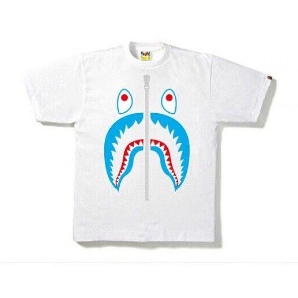 White BAPE Shark Logo - NEW! Bape Shark Printed T Shirt. Buy BAPE Online
