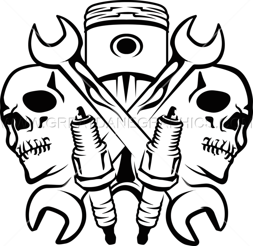 Mechanic Skull Logo - Mechanic Skulls. Production Ready Artwork For T Shirt Printing