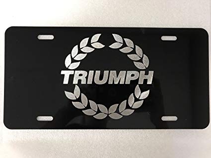 Triumph Automotive Logo - Diamond Etched Triumph Logo Car Tag on Aluminum License