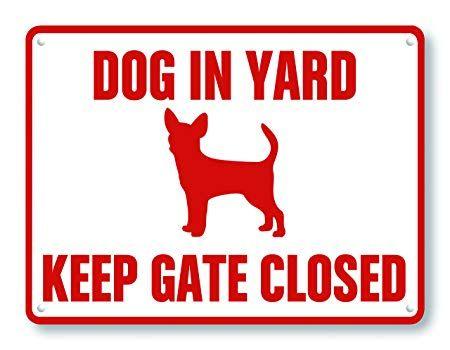 Red and White Dog Logo - happygoluck1y Red On White Dog In Yard Keep Gate Closed Signs