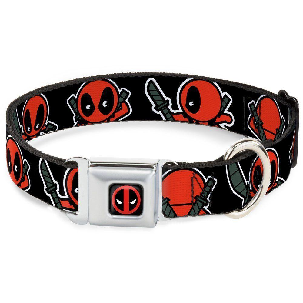 Red and White Dog Logo - Buckle Down DPA Dead Pool Logo Full Color Black Red White Dog Collar