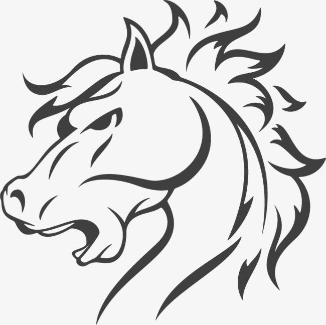 Horse Line Logo - Horse Shaped Black Lines Logo Vector Material, Black Vector, Logo