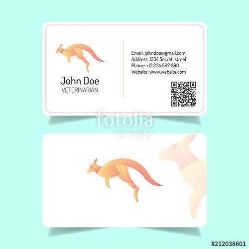Red and White Kangaroo Logo - Simple business card design with white background logo
