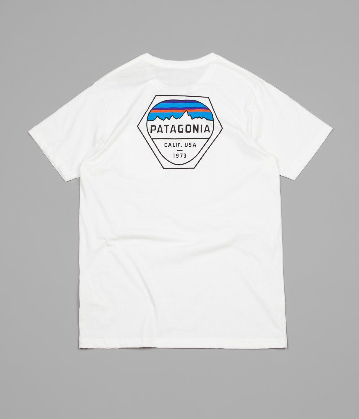 Hex and White Logo - Patagonia Fitz Roy Hex Organic Pocket T Shirt