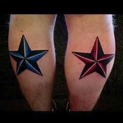 Red and Black Star Logo - One of the most common colored star tattoos is the red and black