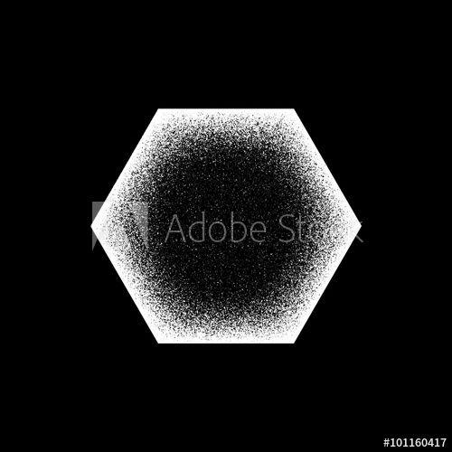 Hex and White Logo - White abstract geometric shape, polygon, hex badge with film grain