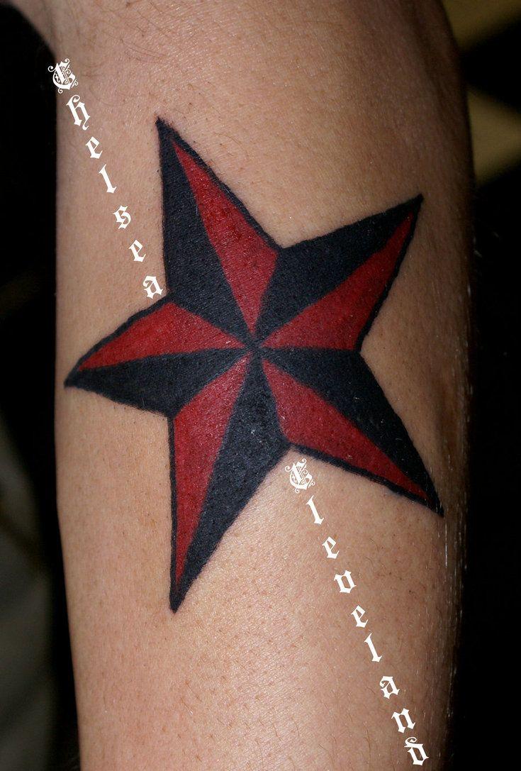Black and Red Star Logo - Red And Black Nautical Star Tattoo Pictures - TattooMagz