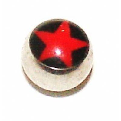 Red and Black Star Logo - Red & Black Star Logo Ball For 1.6mm Body Bars