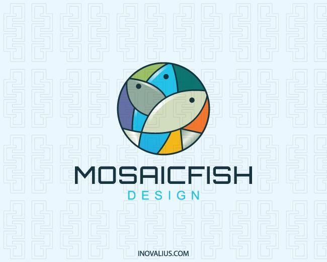 Green and Orange O Logo - Mosaic Fish Logo Design | Inovalius
