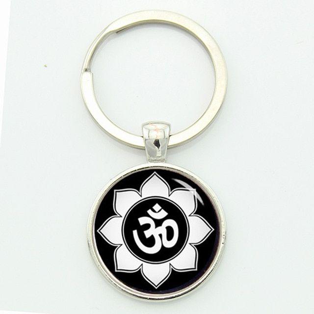 Om Indian Logo - Om Ohm Aum Namaste Yoga Symbol key chain charming Black and white