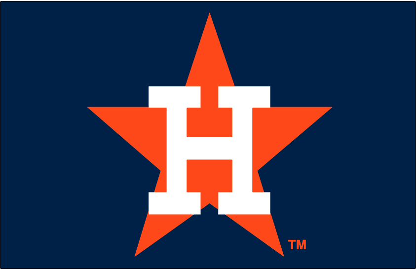Navy Blue Star Logo - Houston Astros Cap Logo (1965) - White H over orange star on navy ...