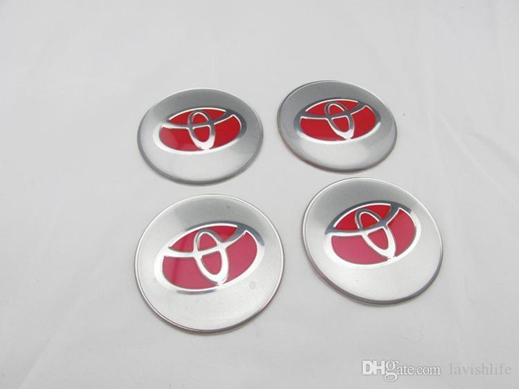 Pieces of Color Circle Logo - Toyota Logo Silver Red Color Wheels Centre Caps Aluminum Piece Car ...