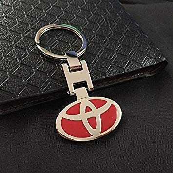 Red and Silver Circle Car Logo - ESMPRO for Toyota Red Car Logo Keychain 3D Quanlity