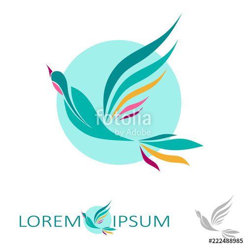 Yellow Bird Blue Background Logo - logo bird in flight, small and elegant, with bright plumage of blue ...