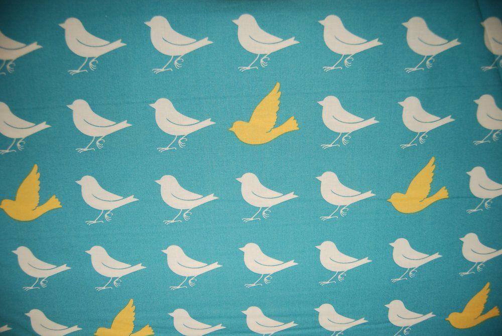Yellow Bird Blue Background Logo - Tweet Tweet Yellow Bird Blue Background Silhouette Cotton Quilting ...