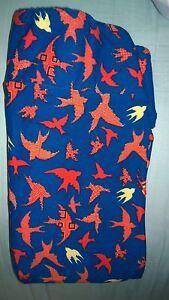 Yellow Bird Blue Background Logo - New Lularoe Sparrow TC Leggings Unicorn Red & Yellow Birds on Blue ...