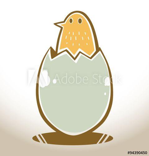 Yellow Bird Blue Background Logo - Vector Bird hatched from an egg. Image of a yellow bird hatched from ...