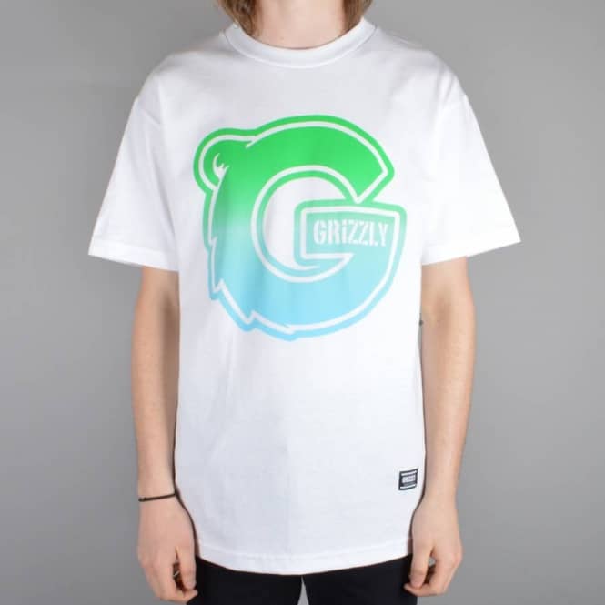 Big Grizzly Skate Logo - Grizzly Griptape Sunset Woods Big G Skate T-Shirt - White - SKATE ...